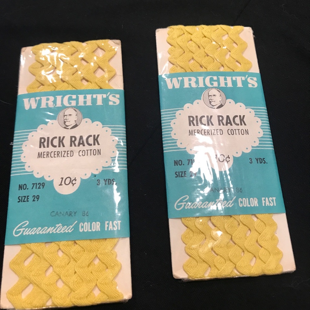 Rare Wright’s Rick Rack Mercerized Cotton Size 29 Canary Yellow 6 Yards Vintage